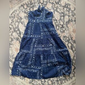 Universal Thread Navy Bandana-Print Tiered Dress